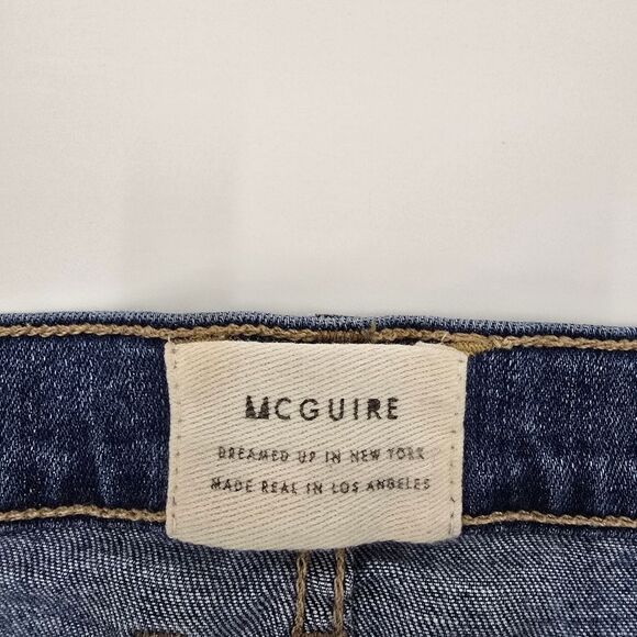 McGuire Denim Majorelle Flare Jeans Distressed Raw Hem Wash Oceana Size 28 - Picture 2 of 4